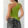 image:imageMakeMeChic Womens One Shoulder Tops Y2k Asymmetrical Sleeveless Summer Going Out Tank TopGreen