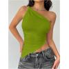 image:imageMakeMeChic Womens One Shoulder Tops Y2k Asymmetrical Sleeveless Summer Going Out Tank TopGreen