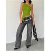 image:imageMakeMeChic Womens One Shoulder Tops Y2k Asymmetrical Sleeveless Summer Going Out Tank TopGreen