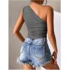 image:imageMakeMeChic Womens One Shoulder Tops Y2k Asymmetrical Sleeveless Summer Going Out Tank TopGrey