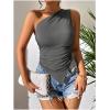 image:imageMakeMeChic Womens One Shoulder Tops Y2k Asymmetrical Sleeveless Summer Going Out Tank TopGrey