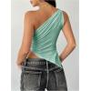 image:imageMakeMeChic Womens One Shoulder Tops Y2k Asymmetrical Sleeveless Summer Going Out Tank TopMint Green