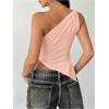image:imageMakeMeChic Womens One Shoulder Tops Y2k Asymmetrical Sleeveless Summer Going Out Tank TopPink