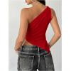 image:imageMakeMeChic Womens One Shoulder Tops Y2k Asymmetrical Sleeveless Summer Going Out Tank TopRed