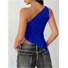 image:imageMakeMeChic Womens One Shoulder Tops Y2k Asymmetrical Sleeveless Summer Going Out Tank TopRoyal Blue