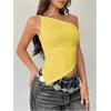 image:imageMakeMeChic Womens One Shoulder Tops Y2k Asymmetrical Sleeveless Summer Going Out Tank TopYellow a