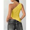 image:imageMakeMeChic Womens One Shoulder Tops Y2k Asymmetrical Sleeveless Summer Going Out Tank TopYellow a