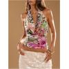 image:imageMakeMeChic Womens Sexy Y2k Cowl Neck Halter Tops Summer Vacation Backless Crop Going Out TopsFloral and Tiger Print