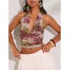 image:imageMakeMeChic Womens Sexy Y2k Cowl Neck Halter Tops Summer Vacation Backless Crop Going Out TopsMulticolor