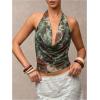 image:imageMakeMeChic Womens Sexy Y2k Cowl Neck Halter Tops Summer Vacation Backless Crop Going Out TopsOlive Green
