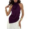 image:imageMakeMeChic Womens Asymmetrical Halter Tops Y2k Open Back Going Out TopsPurple