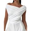 image:imageMakeMeChic Womens Dressy Wrap Tops Off The Shoulder Tops Summer Asymmetrical TopsWhite