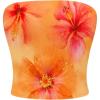 image:imageMakeMeChic Womens Floral Summer Tops Strapless Tube Crop Tops Backless Bandeau TopOrange