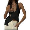 image:imageMakeMeChic Womens Halter Tops Asymmetrical Open Back Top Going Out Festival TopsBlack