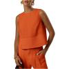 image:imageMakeMeChic Womens Linen Shirts Dressy Tops Summer Crop Tank Tops Sleeveless Blouse Work ShirtsOrange