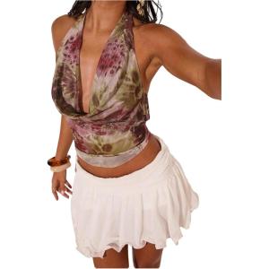 image:imageMakeMeChic Womens Sexy Y2k Cowl Neck Halter Tops Summer Vacation Backless Crop Going Out TopsMulticolor
