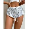 image:imageMAKEMECHIC Womens Pajama Bottoms Floral Print Plaid Tie Front PJ Shorts Slit Hem Cherry Summer Lounge ShortsBlue and White