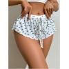 image:imageMAKEMECHIC Womens Pajama Bottoms Floral Print Plaid Tie Front PJ Shorts Slit Hem Cherry Summer Lounge ShortsBlue and White