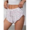 image:imageMAKEMECHIC Womens Pajama Bottoms Floral Print Plaid Tie Front PJ Shorts Slit Hem Cherry Summer Lounge ShortsWhite