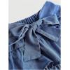 image:imageMakeMeChic Girls Bow Denim Skirt Ruffle Tiered Elastic Waist A Line Cute Mini SkirtsDark Blue