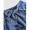 image:imageMakeMeChic Girls Bow Denim Skirt Ruffle Tiered Elastic Waist A Line Cute Mini SkirtsDark Bluea