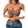 image:imageMakeMeChic Womens Strapless Bra Front Closure Wireless Bralette Bandeau Bra Push Up BrasMocha Brown