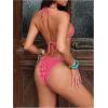 image:imageMAKEMECHIC Womens Plaid Cherry Bikini Set Thong High Cut Swimsuit Halter Bikinis Bathing Suit SwimwearRed