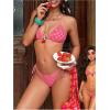 image:imageMAKEMECHIC Womens Plaid Cherry Bikini Set Thong High Cut Swimsuit Halter Bikinis Bathing Suit SwimwearRed