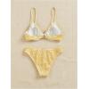 image:imageMakeMeChic Womens 2 Piece Bikini Set Floral Underwire Spaghetti Strap Smocked Bathing SuitYellow