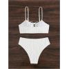 image:imageMakeMeChic Womens 2 Piece Bikini Set Lace Square Neck Spaghetti Strap Ruffle Bathing Suit SwimsuitWhite Solid