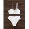 image:imageMakeMeChic Womens 2 Piece Bikini Set Lace Square Neck Spaghetti Strap Ruffle Bathing Suit SwimsuitWhite Solid