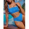 image:imageMakeMeChic Womens 2 Piece Bikini Set Square Neck High Waisted Swimsuits Bathing SuitBlue