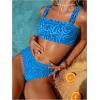 image:imageMakeMeChic Womens 2 Piece Bikini Set Square Neck High Waisted Swimsuits Bathing SuitBlue