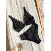 image:imageMakeMeChic Womens 2 Piece Bikini Sets Grommet Eyelet V Neck Sleeveless Backless SwimsuitBlack