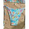image:imageMakeMeChic Womens 2 Piece Bikini Sets Halter Triangle High Cut Thong Graphic Print Beach SwimsuitBlue
