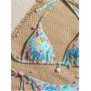 image:imageMakeMeChic Womens 2 Piece Bikini Sets Halter Triangle High Cut Thong Graphic Print Beach SwimsuitBlue