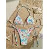 image:imageMakeMeChic Womens 2 Piece Bikini Sets Halter Triangle High Cut Thong Graphic Print Beach SwimsuitMulticolor