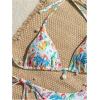 image:imageMakeMeChic Womens 2 Piece Bikini Sets Halter Triangle High Cut Thong Graphic Print Beach SwimsuitMulticolor