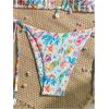 image:imageMakeMeChic Womens 2 Piece Bikini Sets Halter Triangle High Cut Thong Graphic Print Beach SwimsuitMulticolor