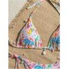 image:imageMakeMeChic Womens 2 Piece Bikini Sets Halter Triangle High Cut Thong Graphic Print Beach SwimsuitPink