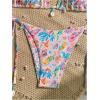 image:imageMakeMeChic Womens 2 Piece Bikini Sets Halter Triangle High Cut Thong Graphic Print Beach SwimsuitPink