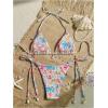 image:imageMakeMeChic Womens 2 Piece Bikini Sets Halter Triangle High Cut Thong Graphic Print Beach SwimsuitPink