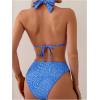 image:imageMakeMeChic Womens 2 Piece Bikini Sets Printed Halter Ruched Tie Back Swimsuit Bathing SuitsBlue