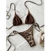 image:imageMakeMeChic Womens 2 Piece Cheetah Print Bikini Set Sequin Sparkly Halter String Bathing SuitsMulticolor