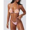 image:imageMakeMeChic Womens 2 Piece Micro Bikini Sets Sequin 3D Floral Halter Cheeky Summer Beach SwimsuitPink