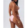 image:imageMakeMeChic Womens 2 Piece Micro Bikini Sets Sequin 3D Floral Halter Cheeky Summer Beach SwimsuitPink