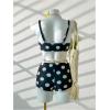 image:imageMakeMeChic Womens 2 Piece Polka Dots Bikini Set Summer Twist Front Swim Shorts Bathing SuitBlack and White