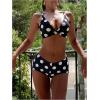 image:imageMakeMeChic Womens 2 Piece Polka Dots Bikini Set Summer Twist Front Swim Shorts Bathing SuitBlack and White