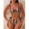 image:imageMakeMeChic Womens 2 Piece Summer Bikini Sets Chevron Print Tie Backless Cheeky Beach Bathing SuitsMulticolor