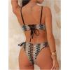 image:imageMakeMeChic Womens 2 Piece Summer Bikini Sets Chevron Print Tie Backless Cheeky Beach Bathing SuitsMulticolor
